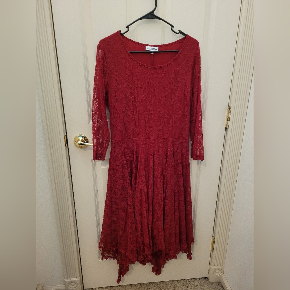 Back In the Saddle Maroon Lace Dress